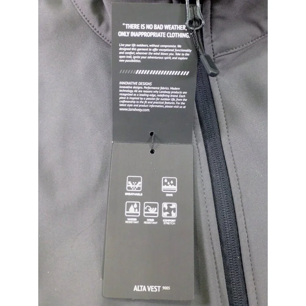 NWT Landway UNC Asheville Soft-Shell Full Zip Vest Gray Double Pockets Size Larg